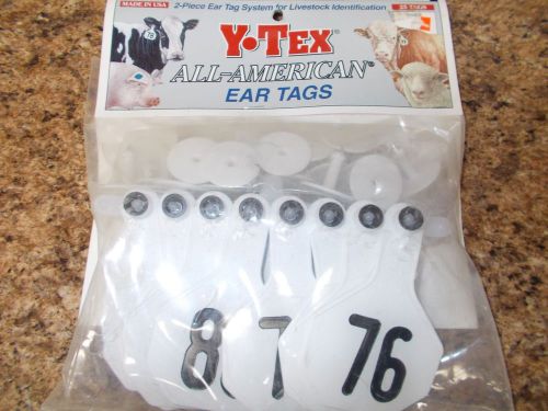 Y-Tex All-American Medium Numbered Ear Tags #76-100 - MULTIPLE COLORS!!