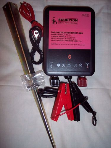 SCORPION*12v Electric Fence Energizer*0.5Joule*+Earth Stake*Horse*Chickens*Sheep