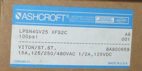 NEW IN BOX ASHCROFT LPSN4GV25 XFS2C VITON 316 STAINLESS STEEL PRESSURE SWITCH