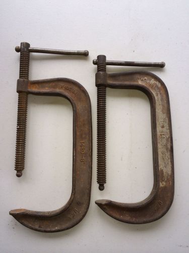 Vintage Set (2) C-Clamps, 1480-8&#034;, c clamp, Made in USA, Heavy Duty