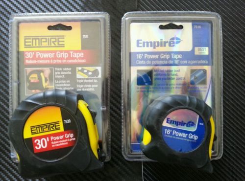 2 Pcs.Empire Level 7530 1&#034; x 30&#039; &amp; 16&#039;.Power Grip Tape Measure New.