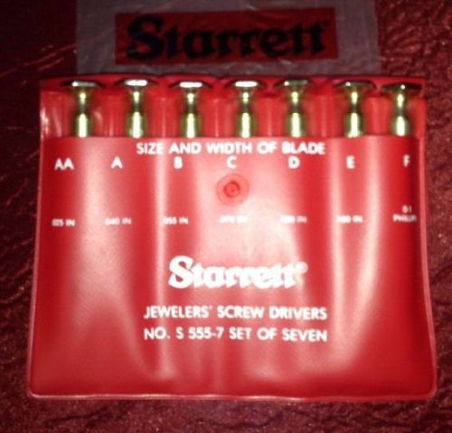 New Starrett No. S555-7 Jeweler&#039;s Screw Driver Set Machinist Tools NO RESERVE!