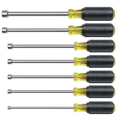 Klein Tools 647M 7-Piece Magnetic Tip Nut Driver Set - 6&#039;&#039; Hollow Shafts - NEW