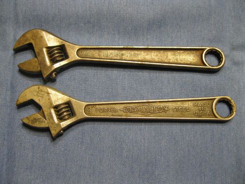 Vintage 8&#034; diamalloy/bet&#039;r grip adjustable wrenches diamond calk horseshoe-usa for sale