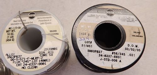 Kester Lot of Solder 24-6337-8800 .031 AWG 456