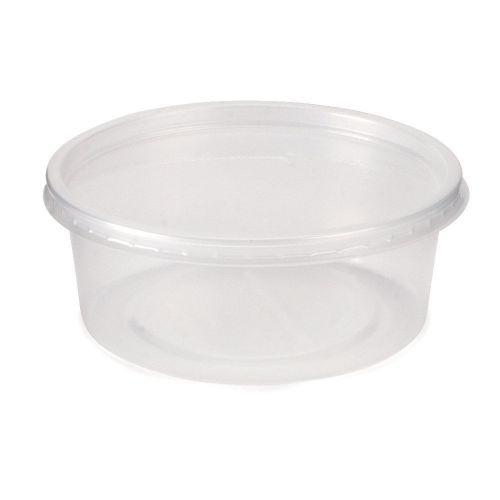 Qty of 50 -  8 oz. Microwavable Translucent Round Deli Container &amp; Lid Combo