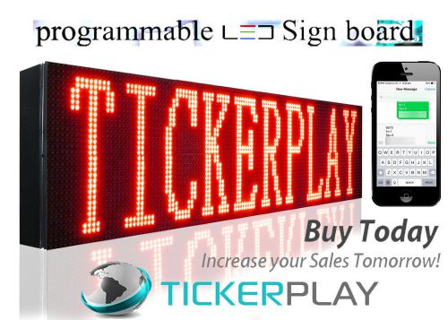 Led sign programmable by sms outdoor scrolling  red color display 62&#034;x 12&#034; for sale