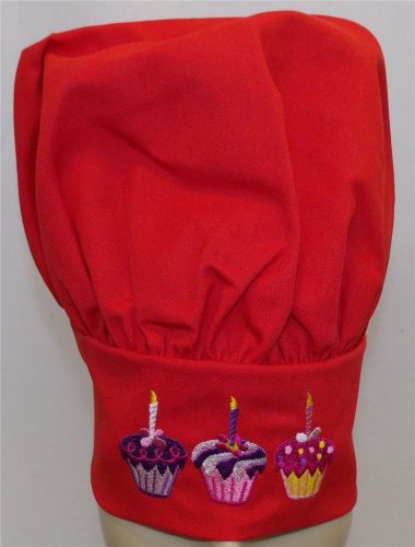 Sweet Decorated Frosted Cupcake Birthday Candle Adjustable Child Red Chef Hat