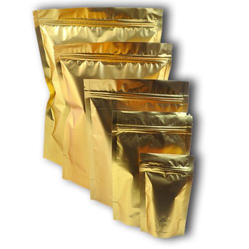 6.2x8.6&#034; zip lock gold pouch stand up ground pepper bag 16x22cm/ 100pcs#c11a for sale