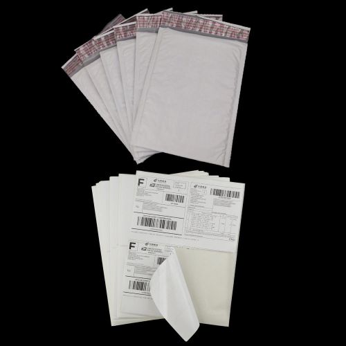 250 COMBO 50 #3 8.5X14.5 POLY BUBBLE MAILERS+200 8.5&#034;X5.5&#034; HALF-SHEET LABELS