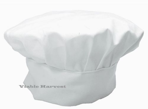 White Cook Chef Cap Hat One Size Catering Baker Kitchen Adult Elastic