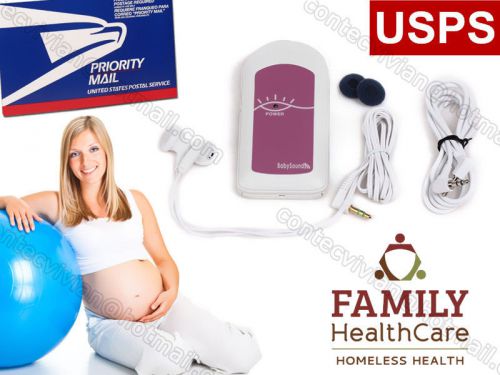 USPS USA BabySound A Pocket Fetal Doppler Prenatal Fetal Heart Rate Monitor+ GEL