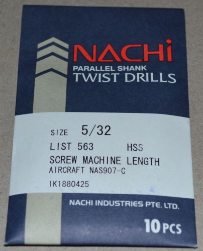 NACHI 5/32&#034; HSS DRILLS SCREW MACHINE LENGTH-AIRCRAFT &#034;NEW&#034; - 10 Pcs