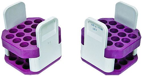 Set of 2 beckman centrifuge rotor bucket tube adapters purple 18 slots for sale