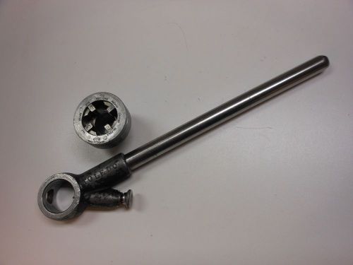 Vtg toledo no.00 ratchet pipe threader w/handle &amp; 3/4&#034; die plumbing pipe fitting for sale