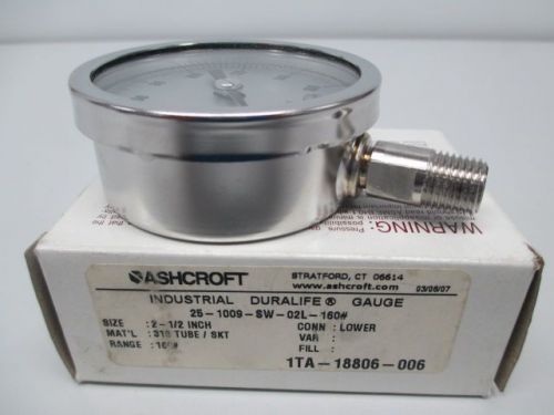 New ashcroft 25-1009-sw-02l-160# industrial duralife pressure gauge d252347 for sale
