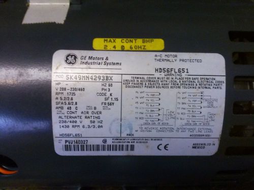 GE 5K49MN4293BX HVAC AC MOTOR 1725 RPM 5.2A 3PH -HP- NEW AND NEVER USED