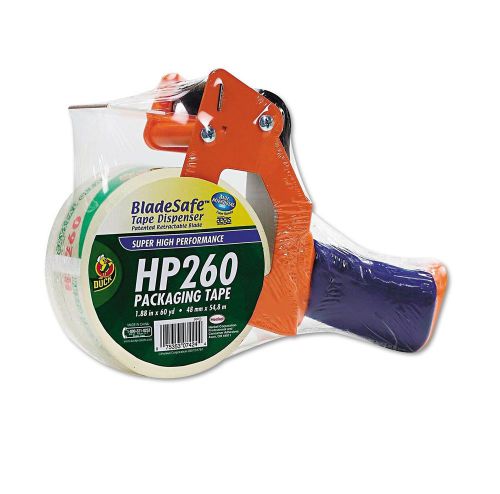 Duck blade safe antimicrobial tape gun w/tape 3&#034; core metal and plastic orange for sale