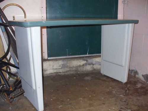Mid-century industrial  steel utility table work bench formica top self leveling for sale