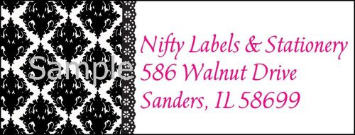 BLACK &amp; WHITE PAISLEY WITH LACE #43 ~  LASER RETURN ADDRESS LABELS