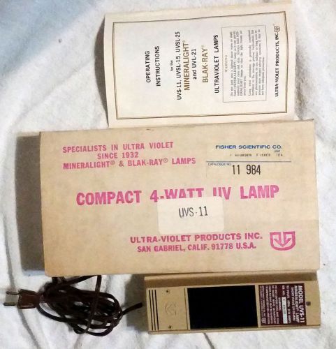 MINERALIGHT SHORT WAVE Compact 4-Watt UV Lamp UVS-11 ULTRA VIOLET LAMP KIT