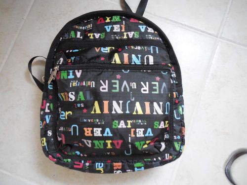 Universal studios black backpack 9 1/2&#034; w x 10 1/2&#034; for sale