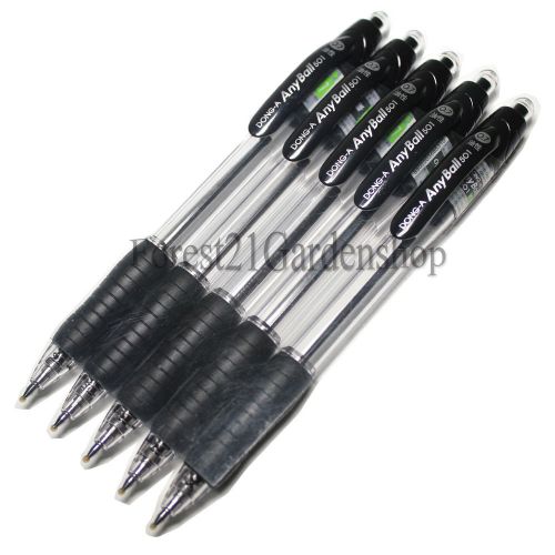 x5 Dong-A Soft Rubber Grip Anyball 501 Ballpoint pen 0.7 mm - Black (5 Pcs)