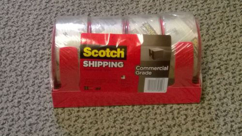 Scotch 37504RD - Commercial Grade Packing Tape-4 rolls w/dispensers - Brand New!