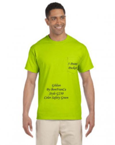 A2 Safety Green S pocket Gildan Ultra Cotton T-shirt G230 G2300  S/s NWOT