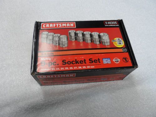 Craftsman 3/4 Drive Metric MM 12 pt USA Socket Set NOS - 9 pcs (22mm-30mm)
