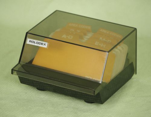 Rolodex Petite S-300C Address Phone Number File Box Index+ 100+ Cards Black EUC