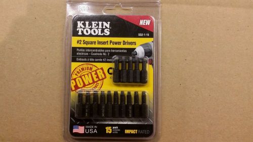 Klein SQ2-1-15 Square Insert Power Driver Bit Number 2, 1-Inch, 15 Pack