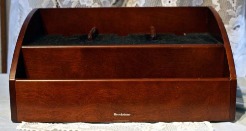 Handsome &#034;Brookstone&#034; Wooden Desk Caddy With Hidden Compartment On The Back