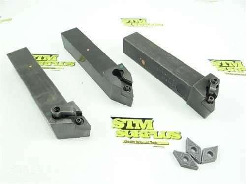 SET OF 3 INDEXABLE LATHE TOOL HOLDERS 1&#034; SHANK KENNAMETAL DDJNRL &amp; R + INSERTS
