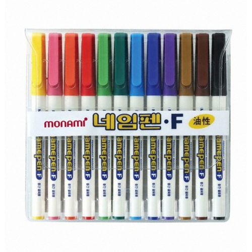 Monami 12 Color Permanent Ink Name Pen Fine Point 1mm