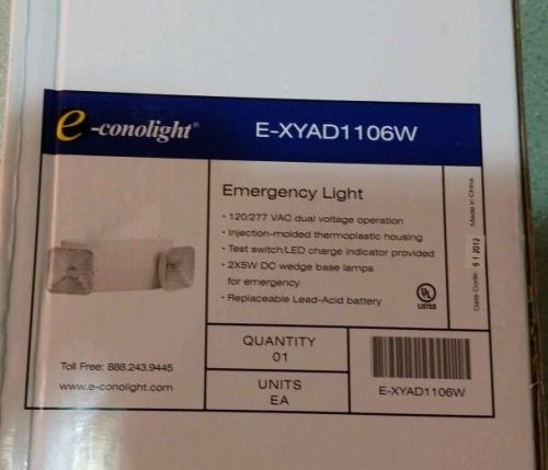 NEW ECONOLIGHT E-XYAD1106W EMERGENCY LIGHT 120/277V TEST SWITCH LED CHARGE INDIC