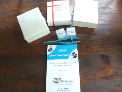 Homeschool Prepared Science &amp; Blank Microscope Slides, Cover Glass, Lens Paper +