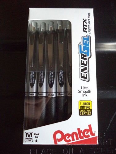 12 Pentel EnerGel Deluxe RTX 0.7mm Rollerball Gel Ink Pens Black Liquid #RTX12