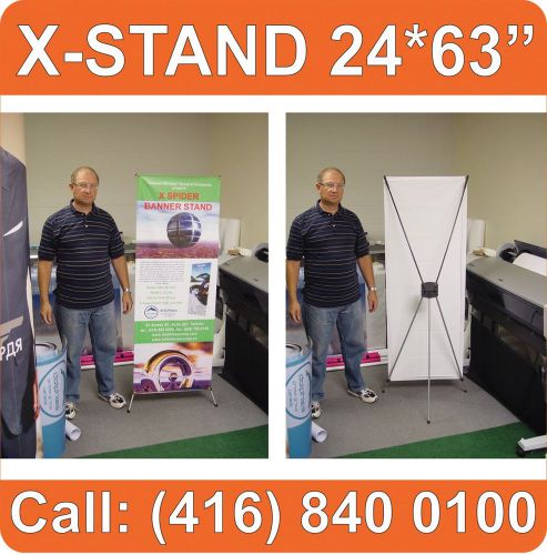 LOT OF 5 X-Stand Trade Show Tripod Banner Stands System Graphic Display 24*63&#034;