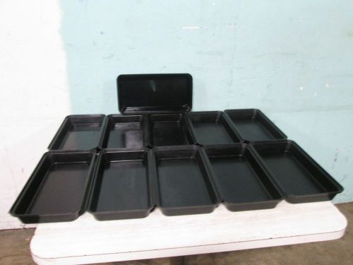 Lot of 11 &#034;delfin&#034; commercial black acrylic rectangular merchandising bowls for sale