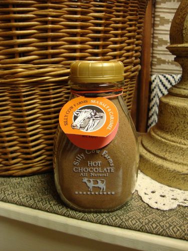 Hot Chocolate Sea Salt &amp; Caramel Mix 16.9 oz in a reusable Glass Milk Bottle