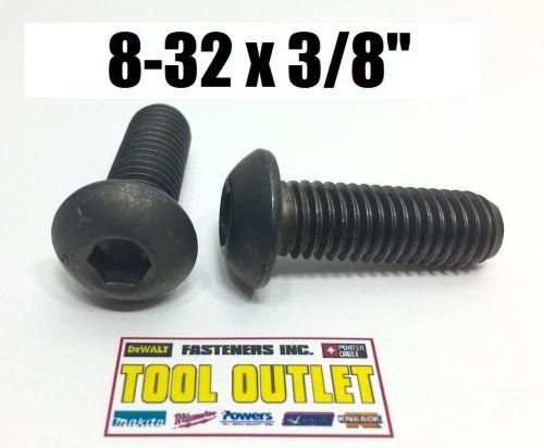 (Qty 250) 8-32 x 3/8&#034;  Button Head Cap Screw Black Oxide Thread Socket