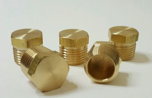 5 pcs 1/2&#034; MIP Male NPT Brass Hex Plug Fitting MADE IN USA!