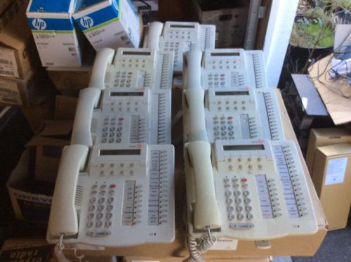 Lot of (7) Lucent  Digital Business Phones 6424D+ White with handsets and stands