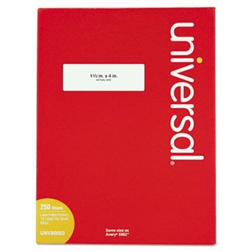 Universal Laser Printer Permanent Labels, 1-1/3 x 4, White, 3500/Box (UNV80003)