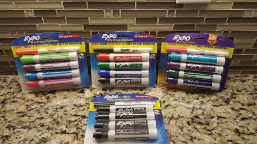 EXPO DRY ERASE MARKER MARKERS 4 Packs Assorted COLORS 20 total markers Brand New