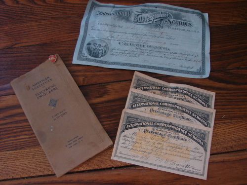 ELECTRICAL ENGINERING Handbook 1923 and Certificates of schooling 1903
