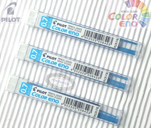 3xTube-PLCR-7-R-Pilot-color-eno-Mechanical-pencil-lead 0.7X 60mm Sofe BLUE