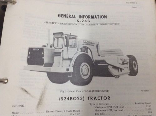 Terex TSR-24B S-24B Loadrunner Scraper Parts Catalog Equipment Manual
