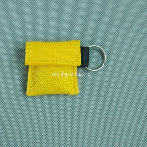 50 PCS/Pack CPR MASK WITH KEYCHAIN CPR FACE SHIELD NO LOGO FOR CPR  AED YELLOW